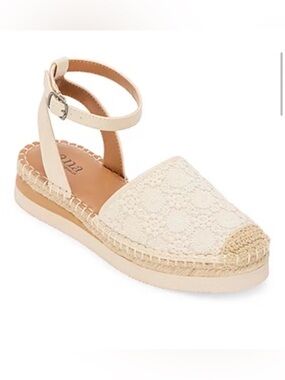 a.n.a Women’s Clayson Wedge Sandals Ivory Lace Size 9